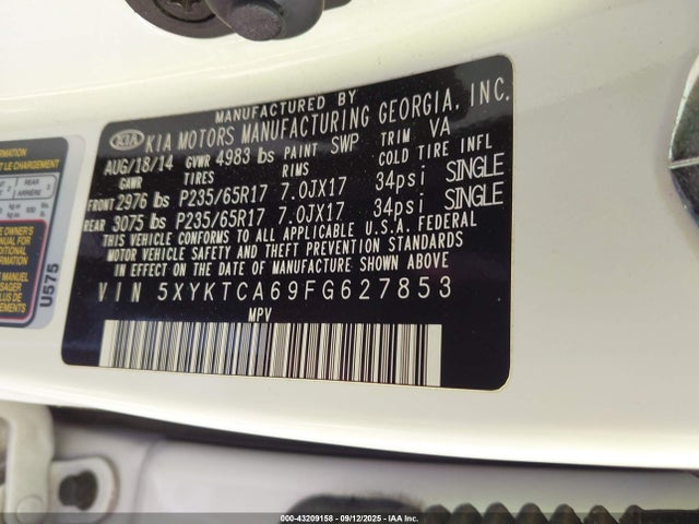 5XYKTCA69FG627853 KIA dohc t-gdi theta-ii