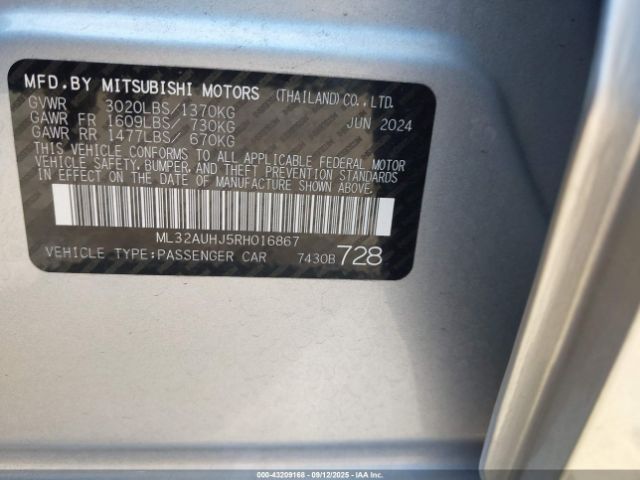 2024 MITSUBISHI MIRAGE ML32AUHJ5RH016867 Photo 8