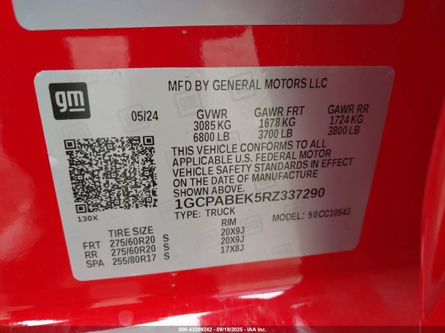 1GCPABEK5RZ337290 Chevrolet l3b