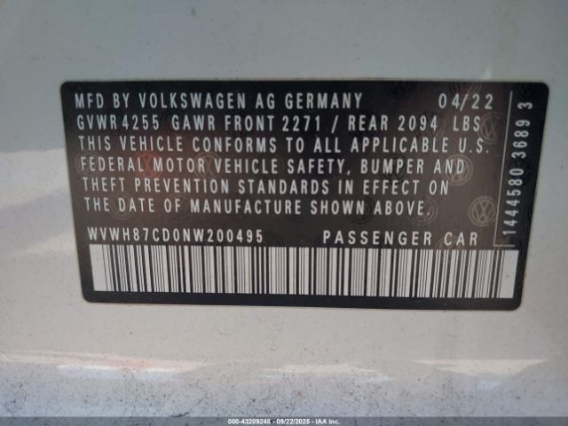 2022 VOLKSWAGEN GOLF GTI WVWH87CD0NW200495 Photo 8