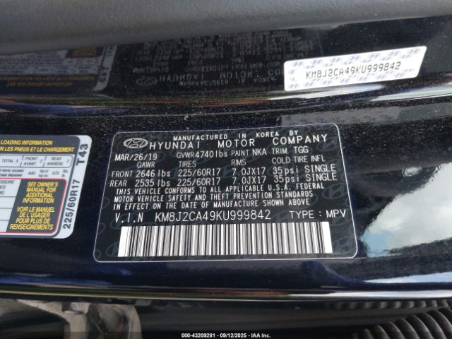 2019 HYUNDAI TUCSON KM8J2CA49KU999842 Photo 8