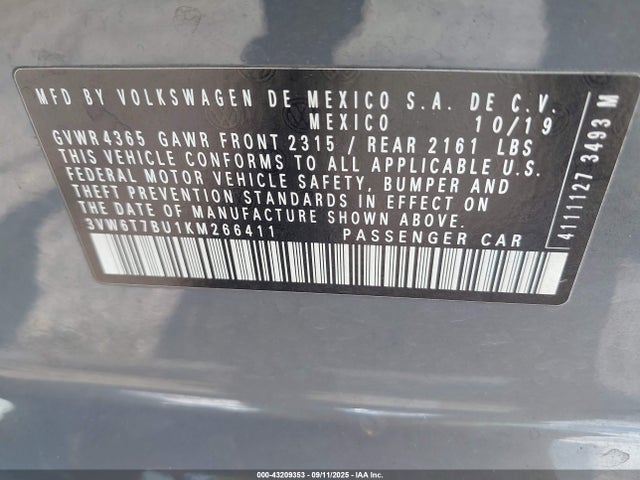 3VW6T7BU1KM266411 Volkswagen 2.0 tsi