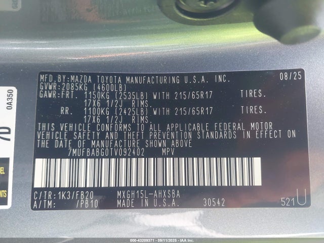 Toyota m20a-fxs 2026 7MUFBABG0TV092402 Image 9