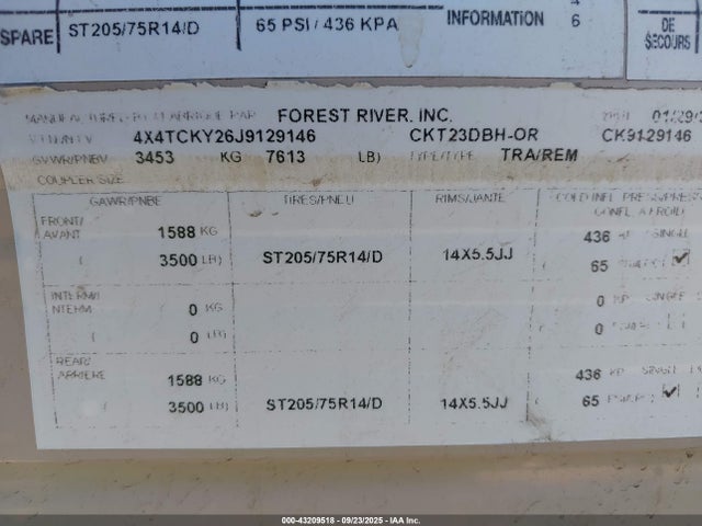 4X4TCKY26J9129146 Forest River 2018