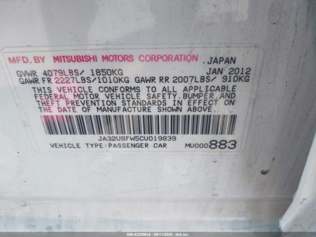 2012 MITSUBISHI LANCER JA32U8FW5CU019839 Photo 8