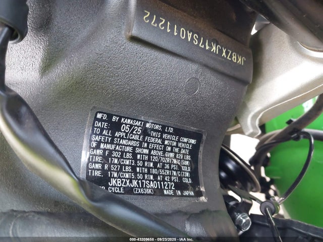 JKBZXJK17SA011272 Kawasaki Ninja Zx-6r