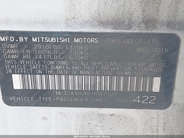 Mitsubishi Mirage 2015 ML32A3HJ6FH047504 Image 17