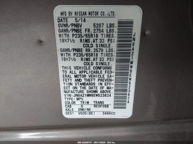 JN8AZ1MW8EW523824 Nissan 2014