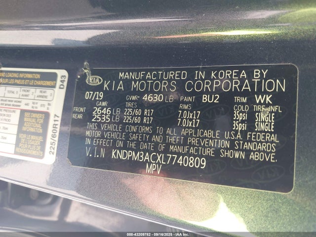 KNDPM3ACXL7740809 KIA Sportage Lx
