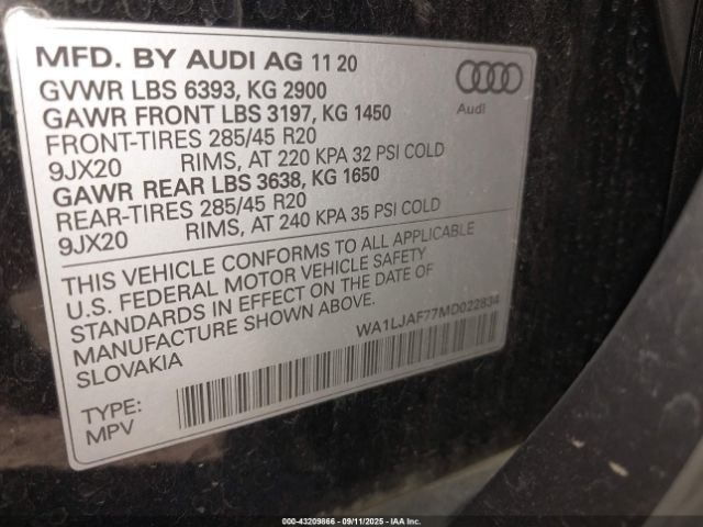 2021 AUDI Q7 WA1LJAF77MD022834 Photo 8