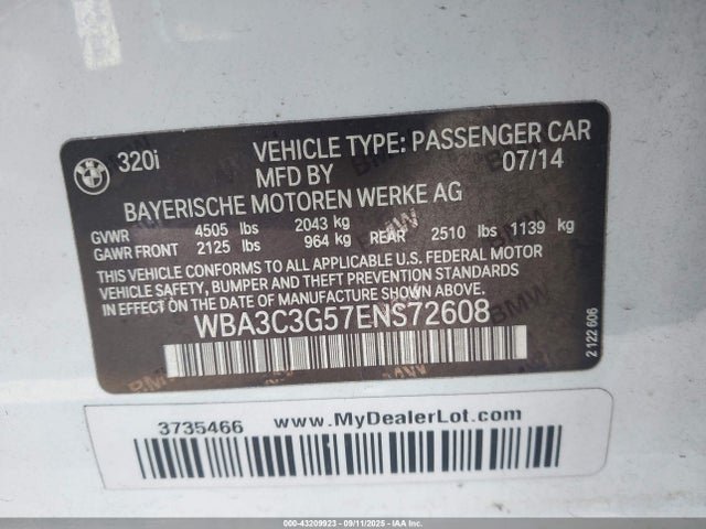 BMW 2014 2014 WBA3C3G57ENS72608 Image 9