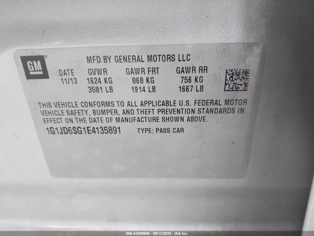 Chevrolet lwe 2014 1G1JD6SG1E4135891 Image 9