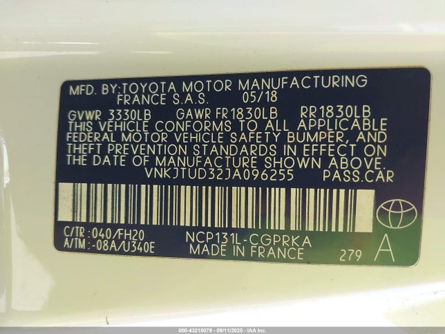 Toyota YARIS L 2018 VNKJTUD32JA096255 Image 9