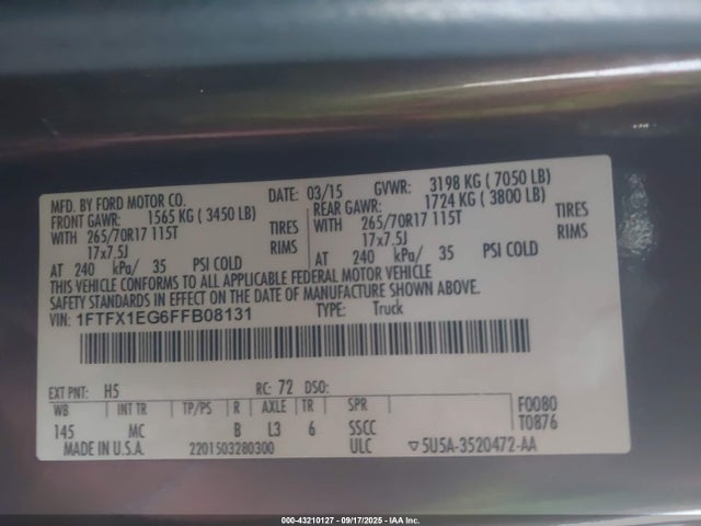 Ford F-150 2015 1FTFX1EG6FFB08131 Image 9