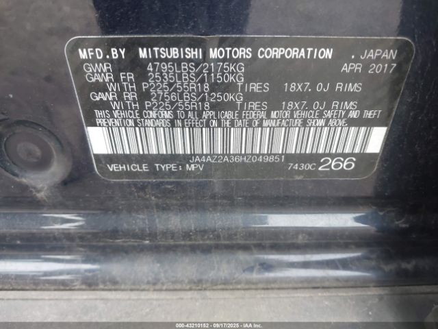 2017 MITSUBISHI OUTLANDER JA4AZ2A36HZ049851 Photo 8