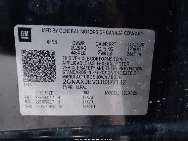 2018 CHEVROLET EQUINOX 2GNAXJEV3J6327132 Photo 8