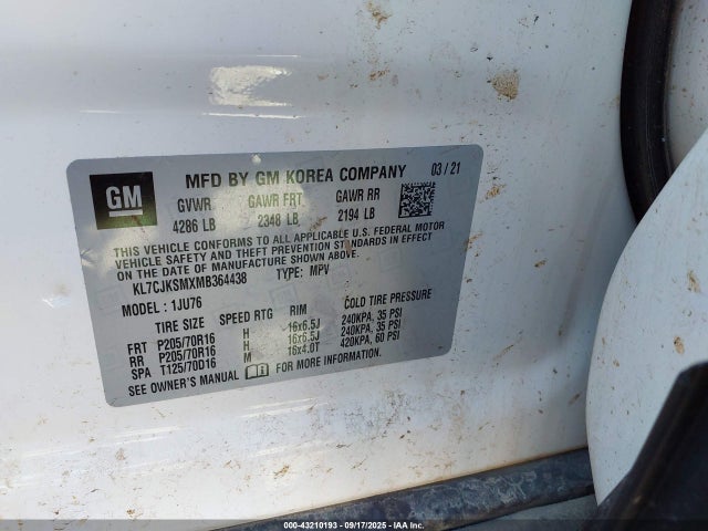KL7CJKSMXMB364438 Chevrolet le2
