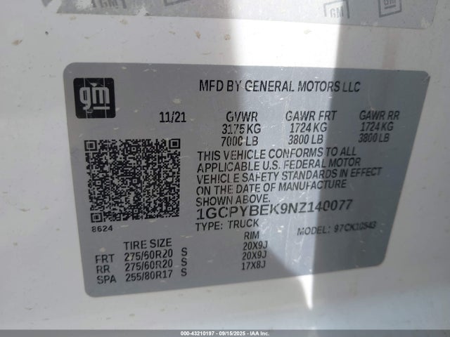 1GCPYBEK9NZ140077 Chevrolet l3b