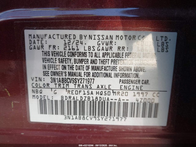 3N1AB8CV9SY271977 Nissan 2025