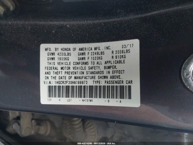 1HGCR2F3XHA188873 Honda k24w1