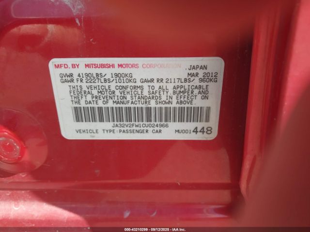 2012 MITSUBISHI LANCER JA32V2FW1CU024966 Photo 8