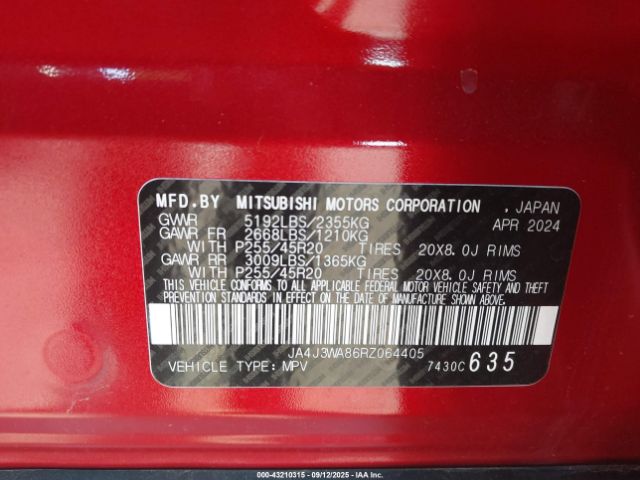 2024 MITSUBISHI OUTLANDER JA4J3WA86RZ064405 Photo 8