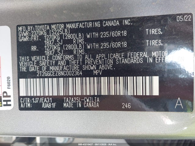 2T2GGCEZ8NC002364 Lexus t24a-fts