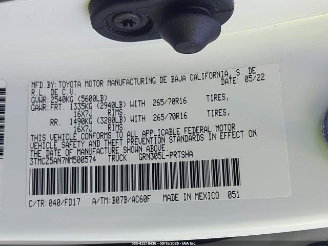 3TMCZ5AN7NM500574 Toyota 2gr-fks