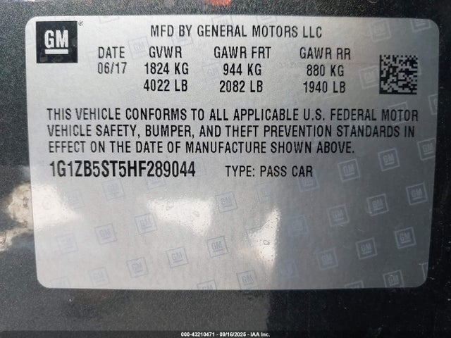 1G1ZB5ST5HF289044 Chevrolet lfv - di: direct injection, vvt: variable valve timing, gen 1