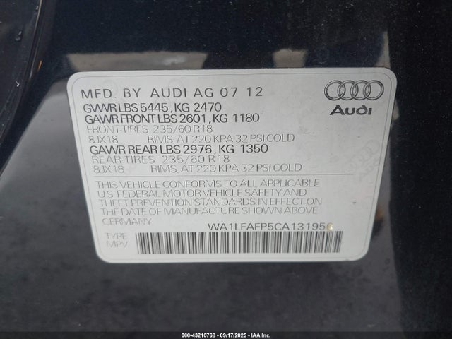 2012 AUDI Q5 WA1LFAFP5CA131956 Photo 8
