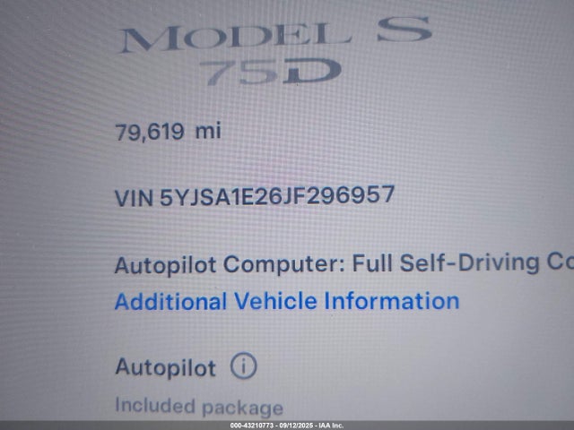 2018 TESLA MODEL S 5YJSA1E26JF296957 Photo 8