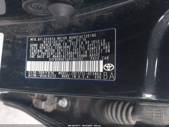 Toyota 2zr-fe 2016 5YFBURHE5GP494292 Image 9