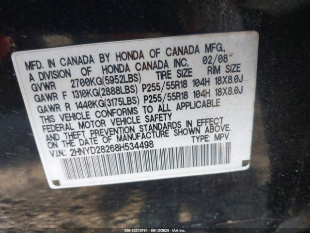 2008 ACURA MDX 2HNYD28268H534498 Photo 8