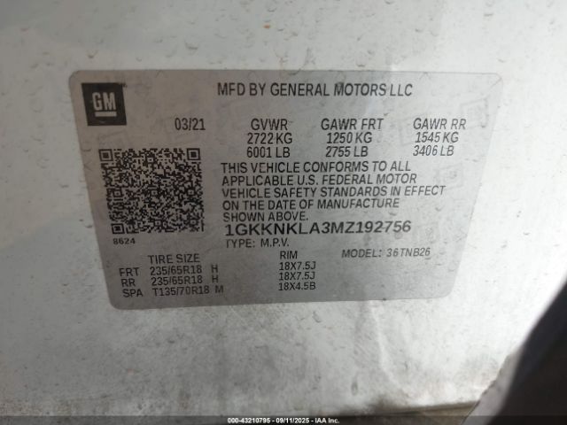 2021 GMC ACADIA 1GKKNKLA3MZ192756 Photo 8
