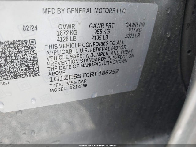 1G1ZE5ST0RF186252 Chevrolet lfv