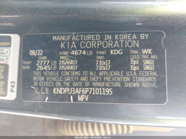 2023 KIA SPORTAGE KNDPU3AF6P7101195 Photo 8