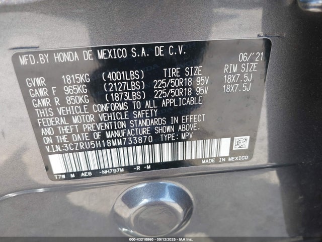 3CZRU5H18MM733870 Honda r18z9