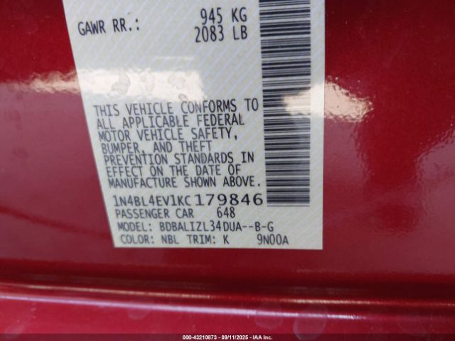 2019 NISSAN ALTIMA 1N4BL4EV1KC179846 Photo 8