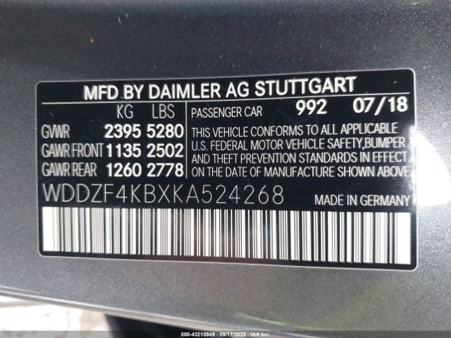 2019 MERCEDES-BENZ E 300 WDDZF4KBXKA524268 Photo 8