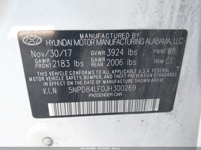 5NPD84LF0JH300269 Hyundai Elantra Value Edition