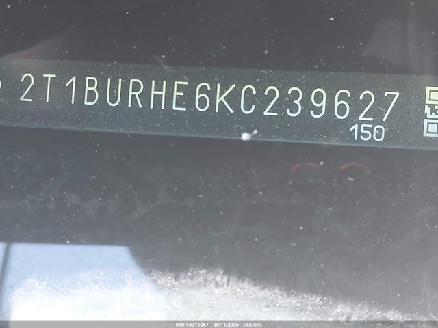 2T1BURHE6KC239627 Toyota 2zr-fe