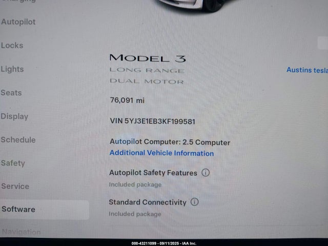 2019 TESLA MODEL 3 5YJ3E1EB3KF199581 Photo 6