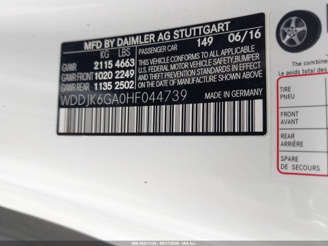 WDDJK6GA0HF044739 Mercedes-Benz M279