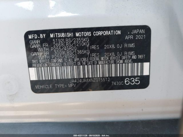 2022 MITSUBISHI OUTLANDER JA4J4UA8XNZ015512 Photo 8