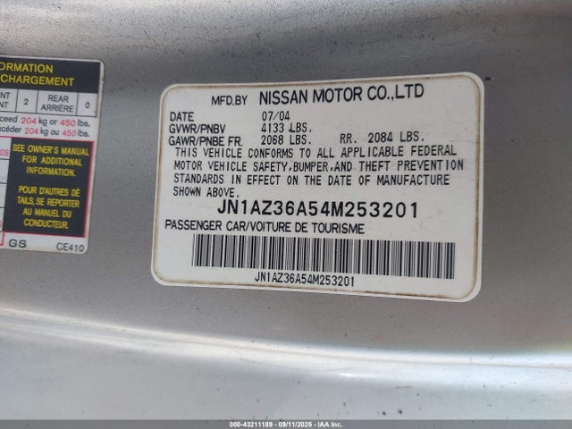 Продажа на аукционе авто 2004 Nissan 350z Touring, vin: JN1AZ36A54M253201, номер лота: 43211189