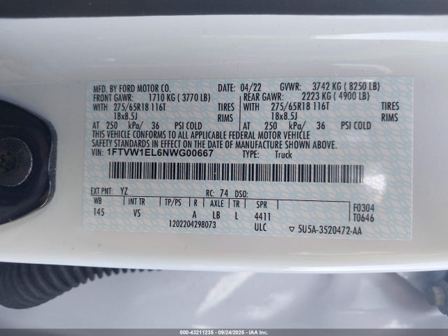 1FTVW1EL6NWG00667 Ford 2022