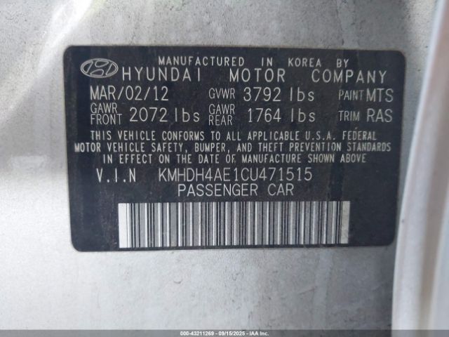 2012 HYUNDAI ELANTRA KMHDH4AE1CU471515 Photo 8