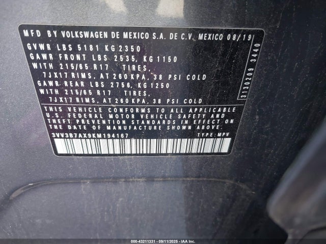 Volkswagen 2019 2019 3VV3B7AX9KM194167 Image 9
