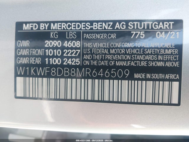 Mercedes-Benz m264 2021 W1KWF8DB8MR646509 Image 9