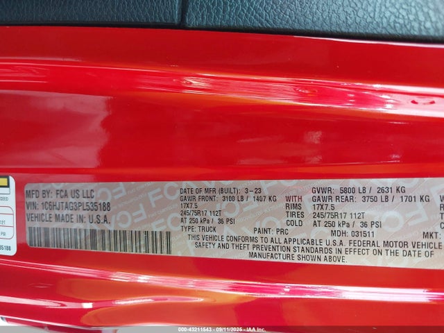 1C6HJTAG3PL535188 Jeep Gladiator